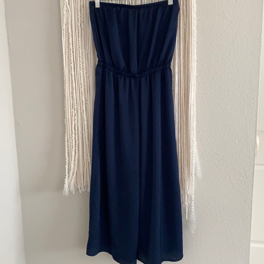 Navy Blue Satin Jumpsuit